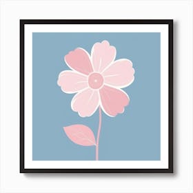 A White And Pink Flower In Minimalist Style Square Composition 335 Art Print