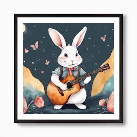 Bunny Playing Guitar Art Print