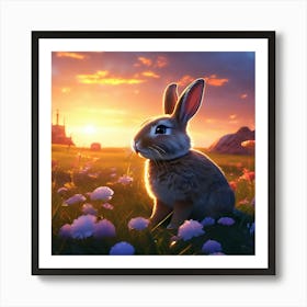 Rabbit In The Meadow Art Print