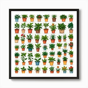 Houseplants In Pots Art Print