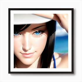 Anime girl with eyes of blue Art Print