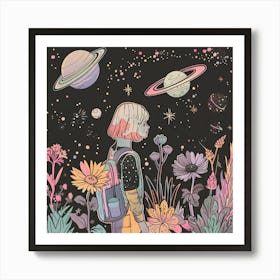 Girl In Space 3 Art Print