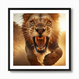 Lion Running Art Print