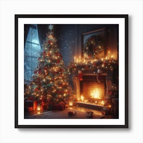 Christmas Tree In The Living Room Art Print