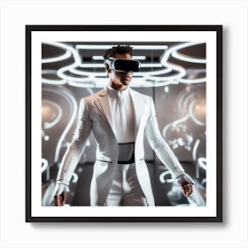 Futuristic Man In White Suit 1 Affiche