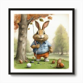 Bunny Golf Art Print