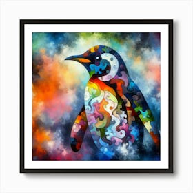 Abstract Puzzle Art Penguin 4 Art Print