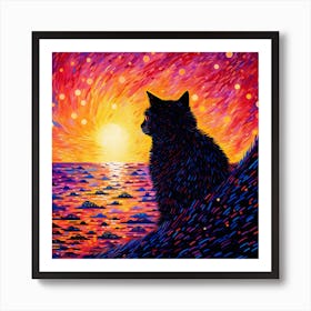 Sunset Cat 1 Art Print