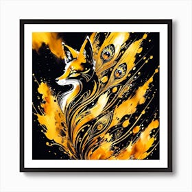 Peacock Fox Art Print