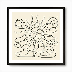 Sun and clouds Picasso style 1 Art Print