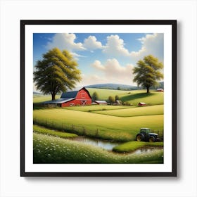 Peaceful Farm Meadow Landscape (38) Art Print