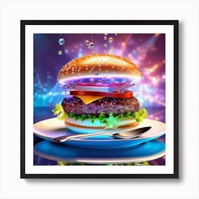 Burger On A Plate 47 Art Print