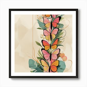 Butterflies On A Branch 1 Art Print