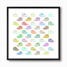 Colourful Sneakers pattern, trainers, shoes, illustration, wall art Art Print