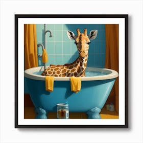 Dreamshaper V7 Oil Painting Of A Giraffe In A Bathtub With Sud 3 Upscaled Upscaled Art Print