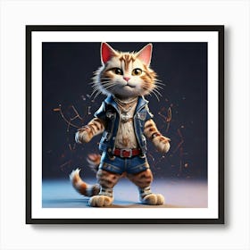 Firefly Animated, Character, 3d, Tabby Cat, Rocker, Standing, Front Paws, Back Paws, Clear Paws, Scr (11) Art Print