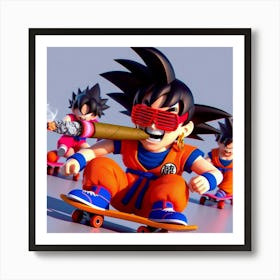Goku smokimg blunt in a skate Art Print