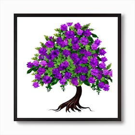 Purple Tree With Purple Flowers Art Print