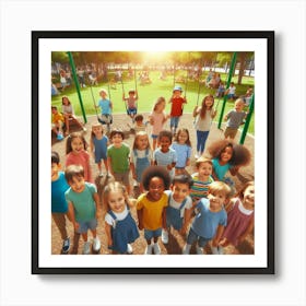 Group Of Children In A Playground Art Print