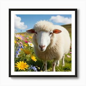 Sheep In A Meadow 2 Art Print