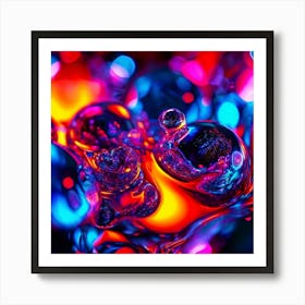 Glow Shapes Neon Bright Color 3d Fluid Bubbles Luminous Vibrant Vivid Radiant Flowing G (3) Art Print