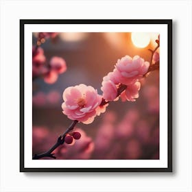 Cherry Blossoms At Sunset 2 Art Print