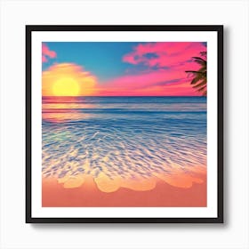 Sunset At The Beach 1 Art Print