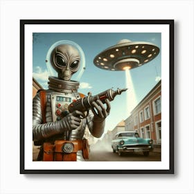 Alien Man With Gun 2 Art Print