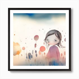 Baby girl in a garden Art Print