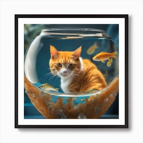 Cat In Fish Bowl 31 Art Print