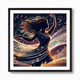 Dancer With Music Notes Art Print