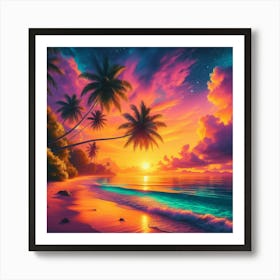 Sunset At The Beach Art Print