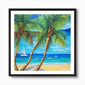 Palm Trees On The Beach 9 Art Print