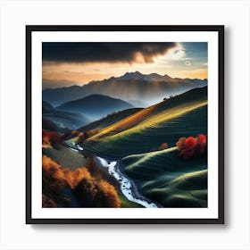 Sunset In The Mountains 91 Art Print