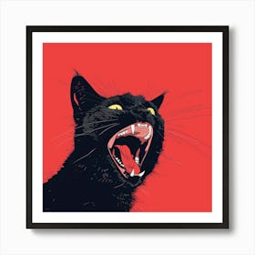 Black Cat Roaring 3 Art Print