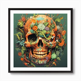 Skull With Flowers 3 Art Print