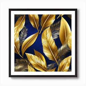 Gold Feathers Wallpaper Art Print