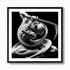 Art Of The Sword Abstraction Figure In Black And White Art Print