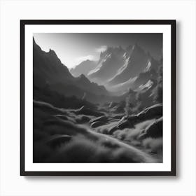 Black And White Mountain Landscape 4 Art Print