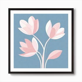 A White And Pink Flower In Minimalist Style Square Composition 485 Art Print