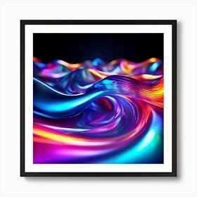 3d Light Colors Holographic Abstract Future Movement Shapes Dynamic Vibrant Flowing Lumi (13) Art Print