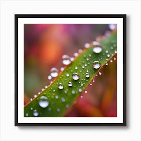 Water Droplets On A Leaf Art Print