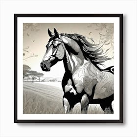 Horse In The Field 2 Art Print