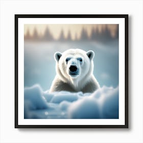 Taking a Peek, Bear Cub on the Frozen Snow Art Print
