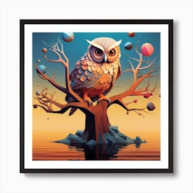 Owl In The Tree 3 Art Print