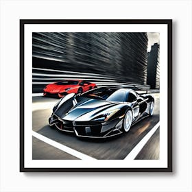 Two Lamborghinis Racing Art Print