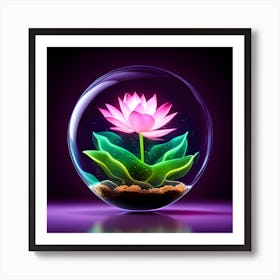 Lotus Flower In A Glass Ball Art Print