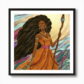 Girl With Long Hair Art Print