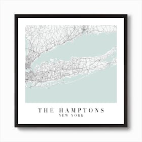 The Hamptons New York Street Map Minimal Color Square Art Print