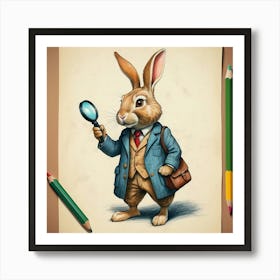 Rabbit With Magnifying Glass 7 Art Print